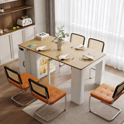 Tavolo da pranzo - isola cucina su ruote - piano estraibile e rimovibile - con prese - bianco - per cucina e sala