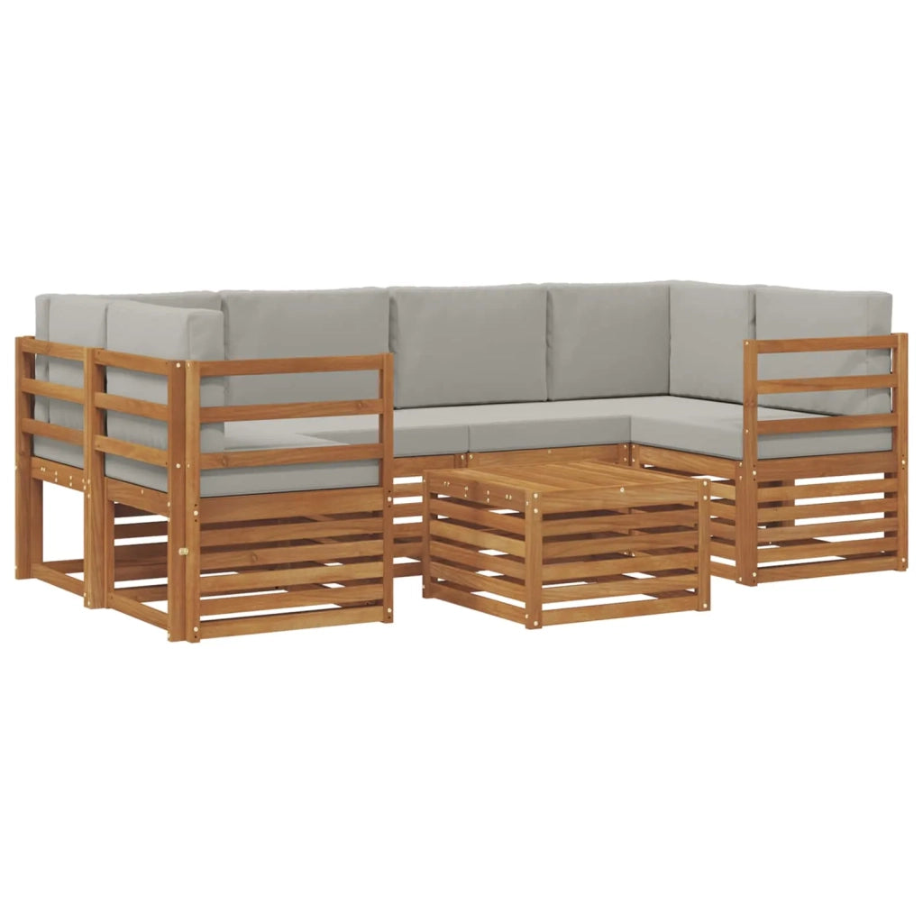 Set di divani da esterno 7 pcs Grigio Naturale e Chiaro 3374431