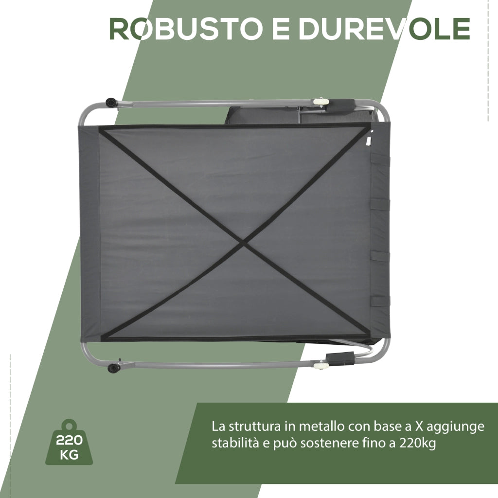 Lettino Matrimoniale 2 Posti Parasole Regolabile da Esterno e Giardino 200x175x134cm Grigio
