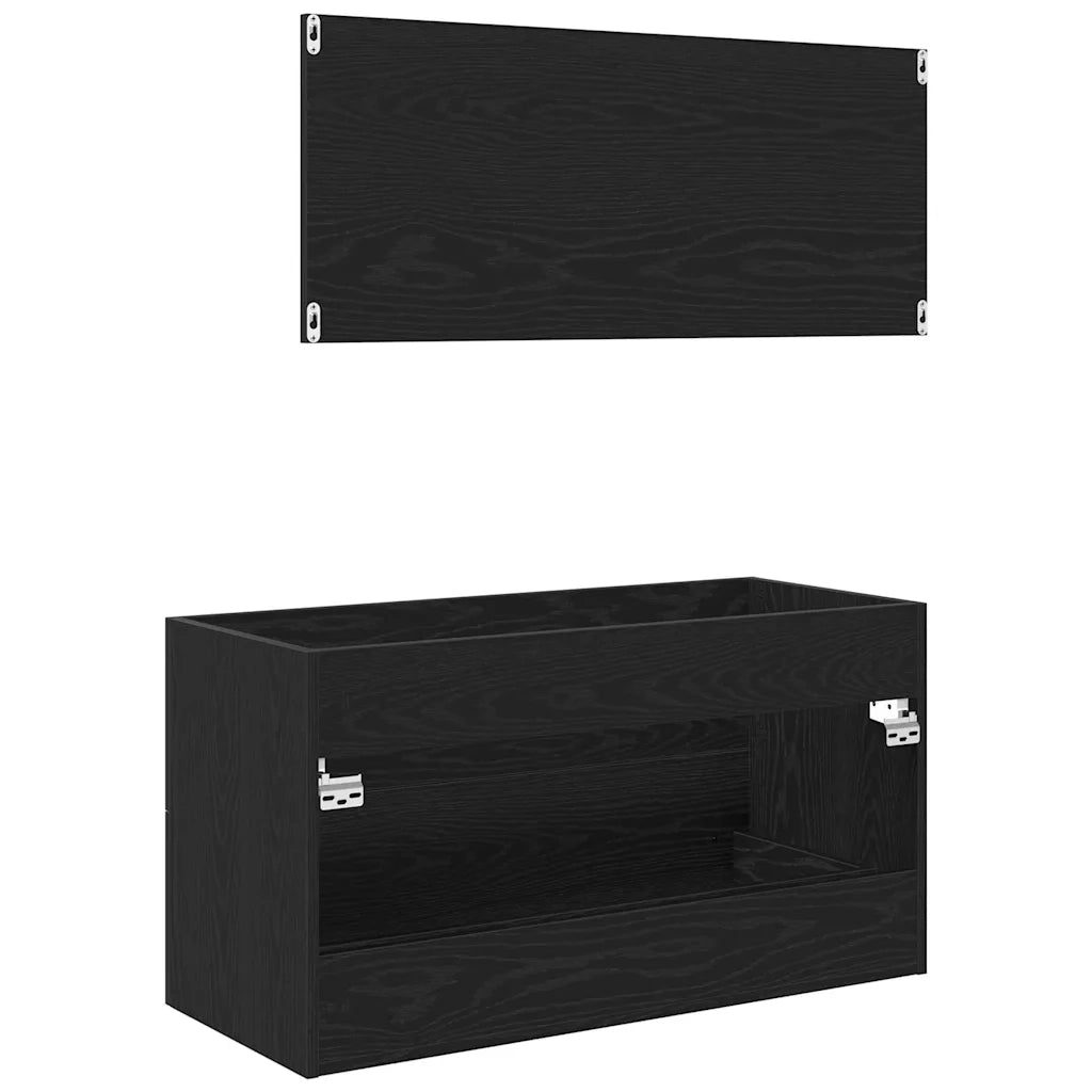 Mobile Lavabo Rovere Nero 90 x 45 x 1.5 cm Legno ingegnerizzato 862569
