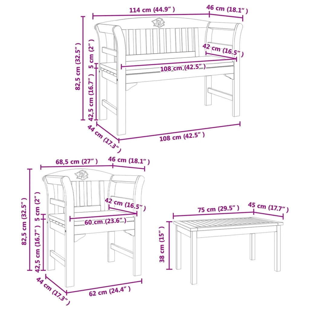 Set da giardino con divano a rosa con cuscino 4 pcs 3416311