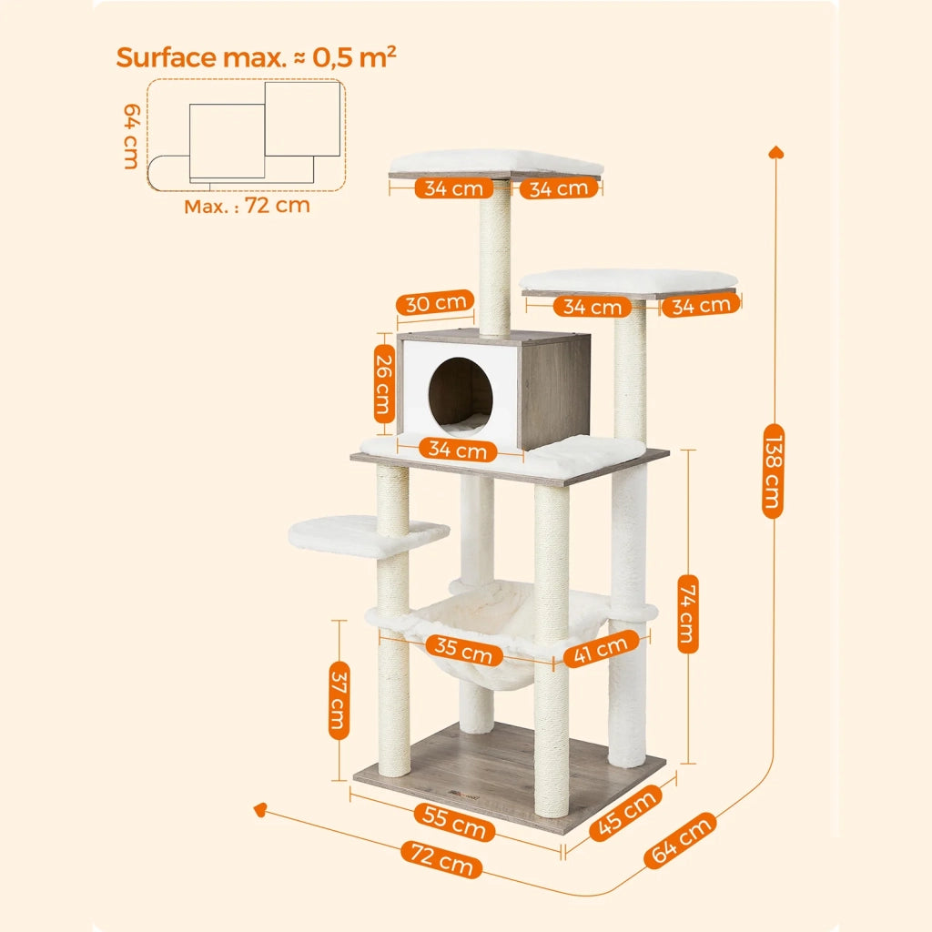 Tiragraffi torre gioco 138 cm nicchia grigio 12_0003890