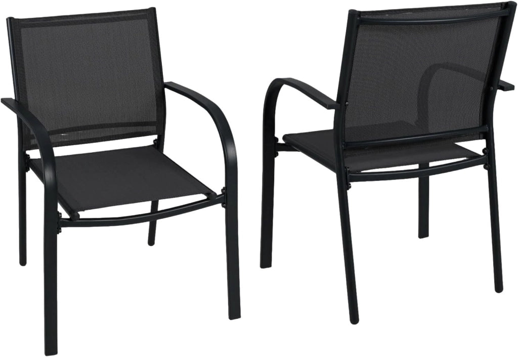 Set di 2 sedie da giardino, impilabili con braccioli e schienale, sedie impilabili per esterni per balcone e giardino, portata 150 kg