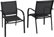 Set di 2 sedie da giardino, impilabili con braccioli e schienale, sedie impilabili per esterni per balcone e giardino, portata 150 kg