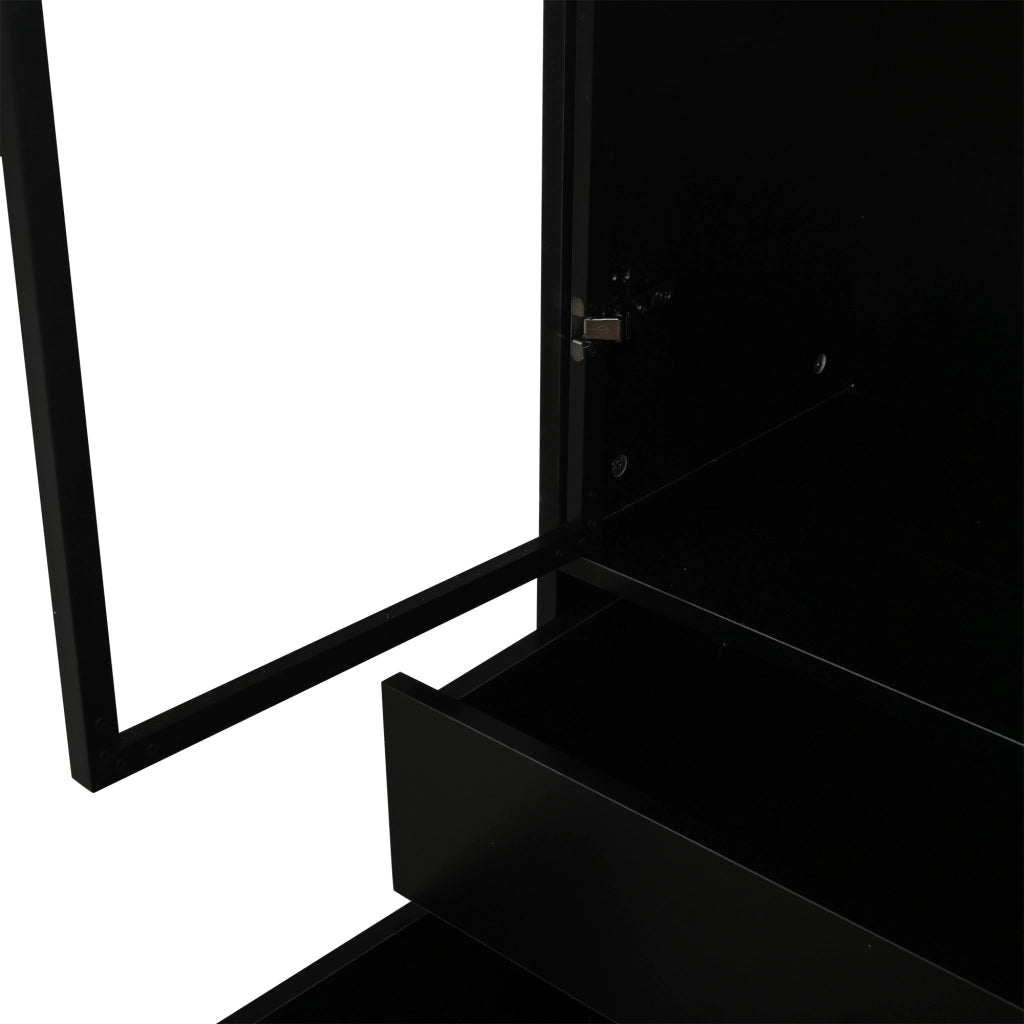 Libreria con 4 cassetti; 4 ante e illuminazione LED - per soggiorno - 120 x 35 x 200 cm - nero