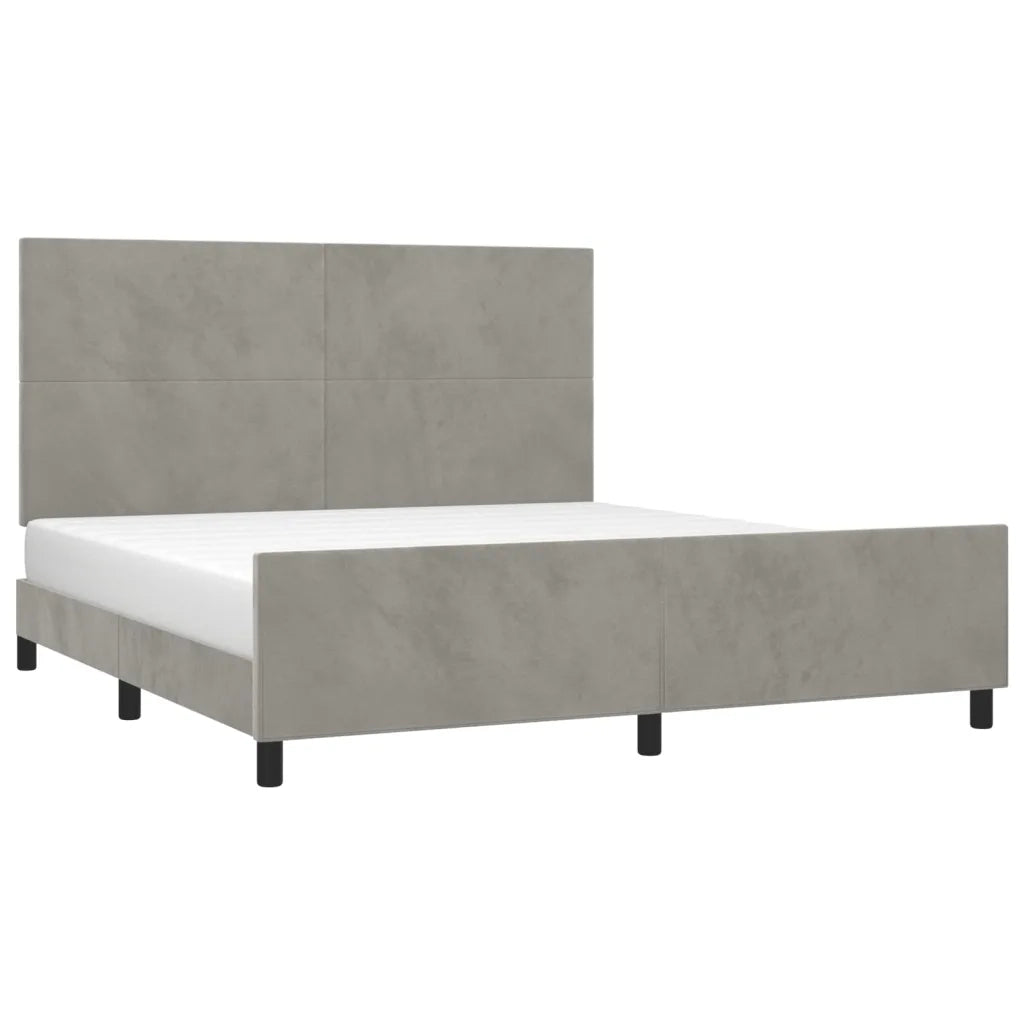 Giroletto senza Materasso Grigio Chiaro 160x200 cm Velluto