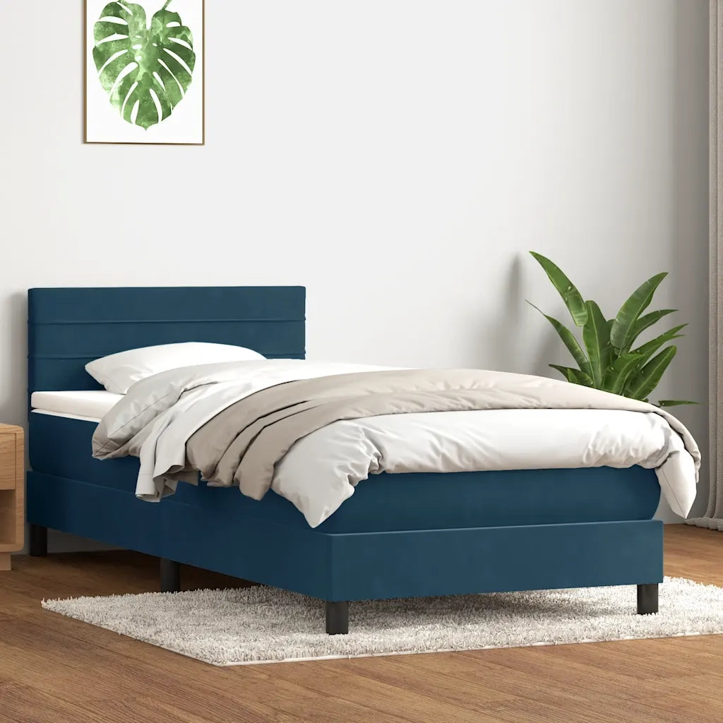 Giroletto a Molle con Materasso Blu Scuro 80x210 cm Velluto 3316285