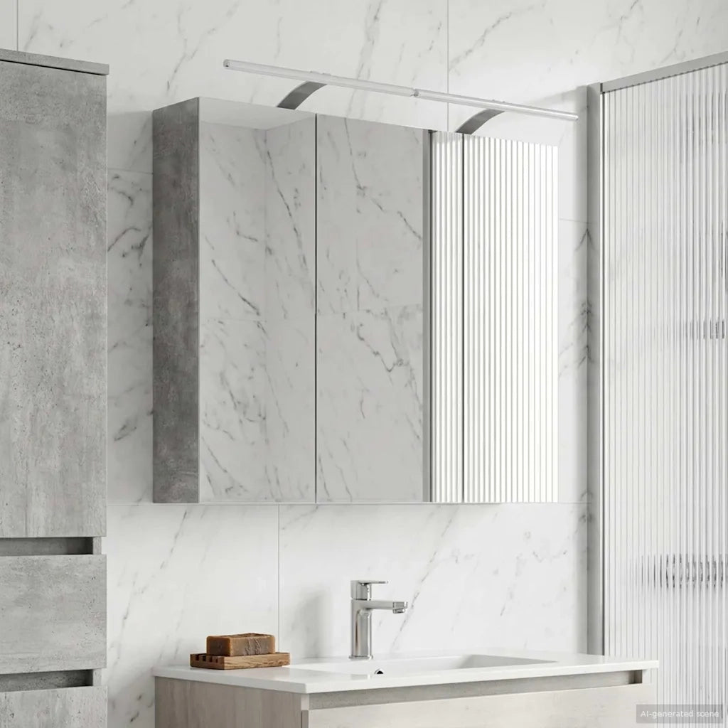 Mobiletto per specchio da bagno con lo scaffale Grigio cemento