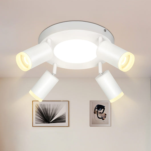 ZMH Faretto da soffitto 4 lampadine tonde 20W 3000K GU10 installazione semplice bianco caldo orientabile 350° moderno