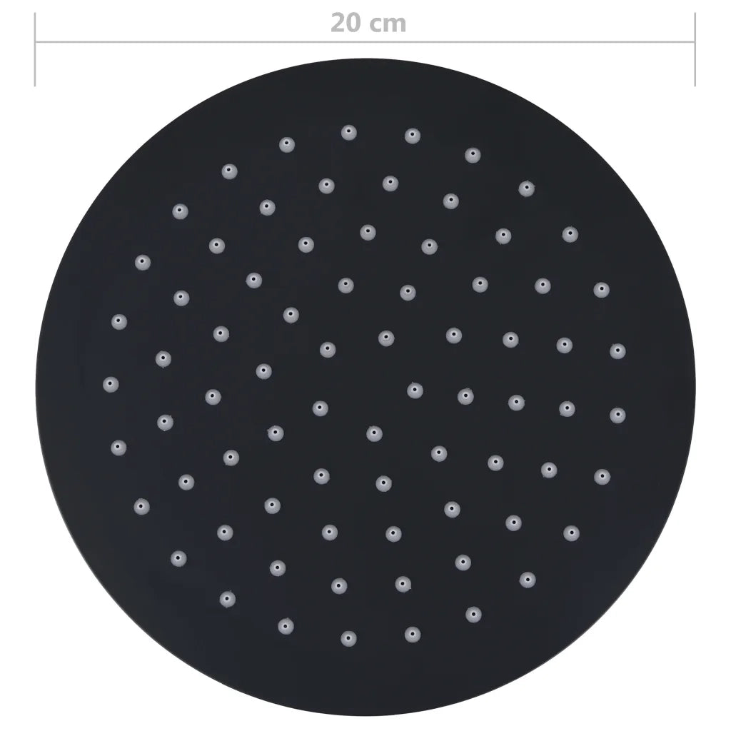 Testa Doccia a Pioggia in Acciaio Inox 20 cm Rotonda Nera