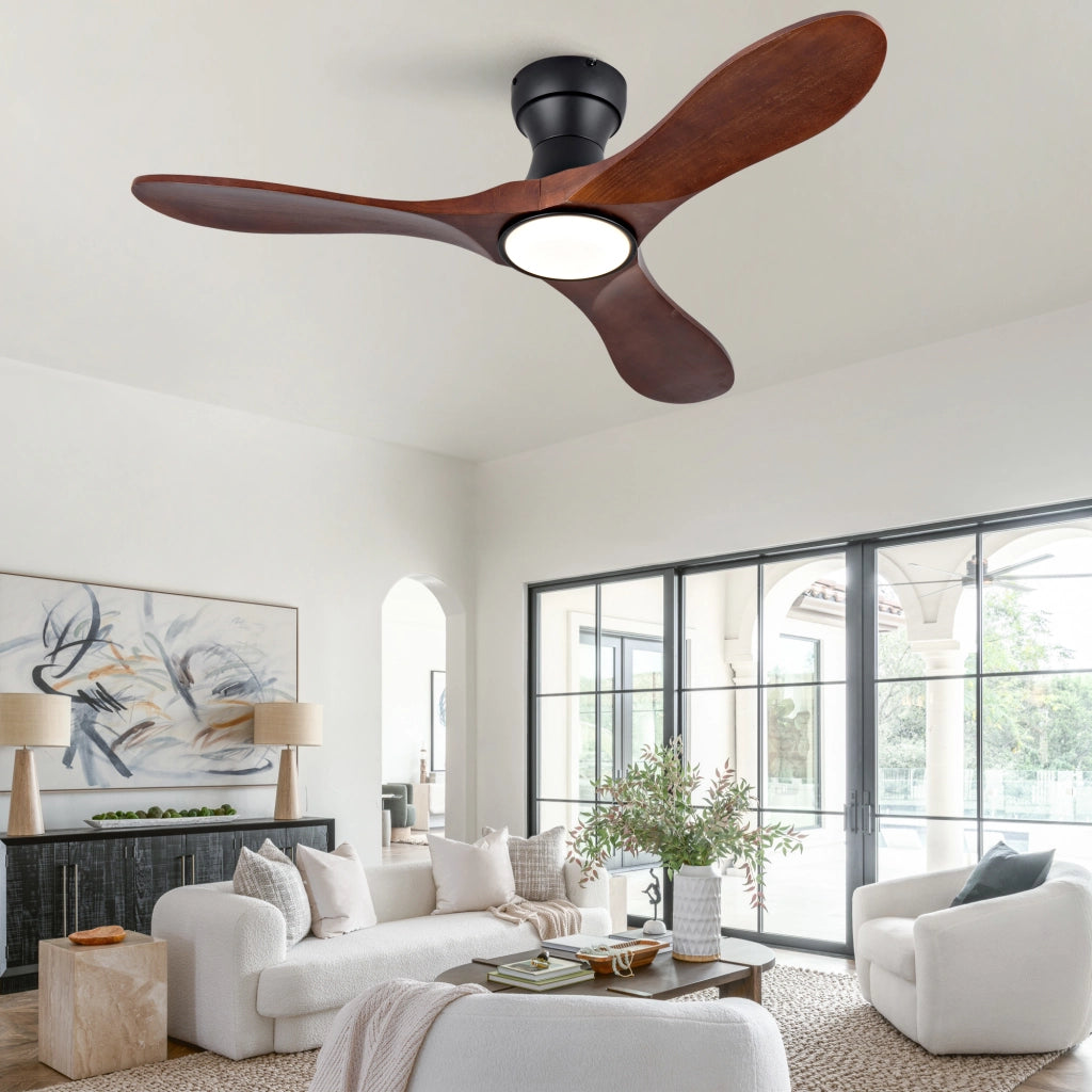 Ventilatore da soffitto 42 pollici con illuminazione e telecomando, 3 pale legno massello sagomate, 3CCT dimmerabile, 6 velocit¨¤ silenzioso
