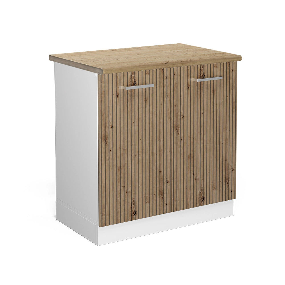 Mobile lavello cucina R-Line Rovere artigianale/Bianco 80 cm, PL Rovere Vicco