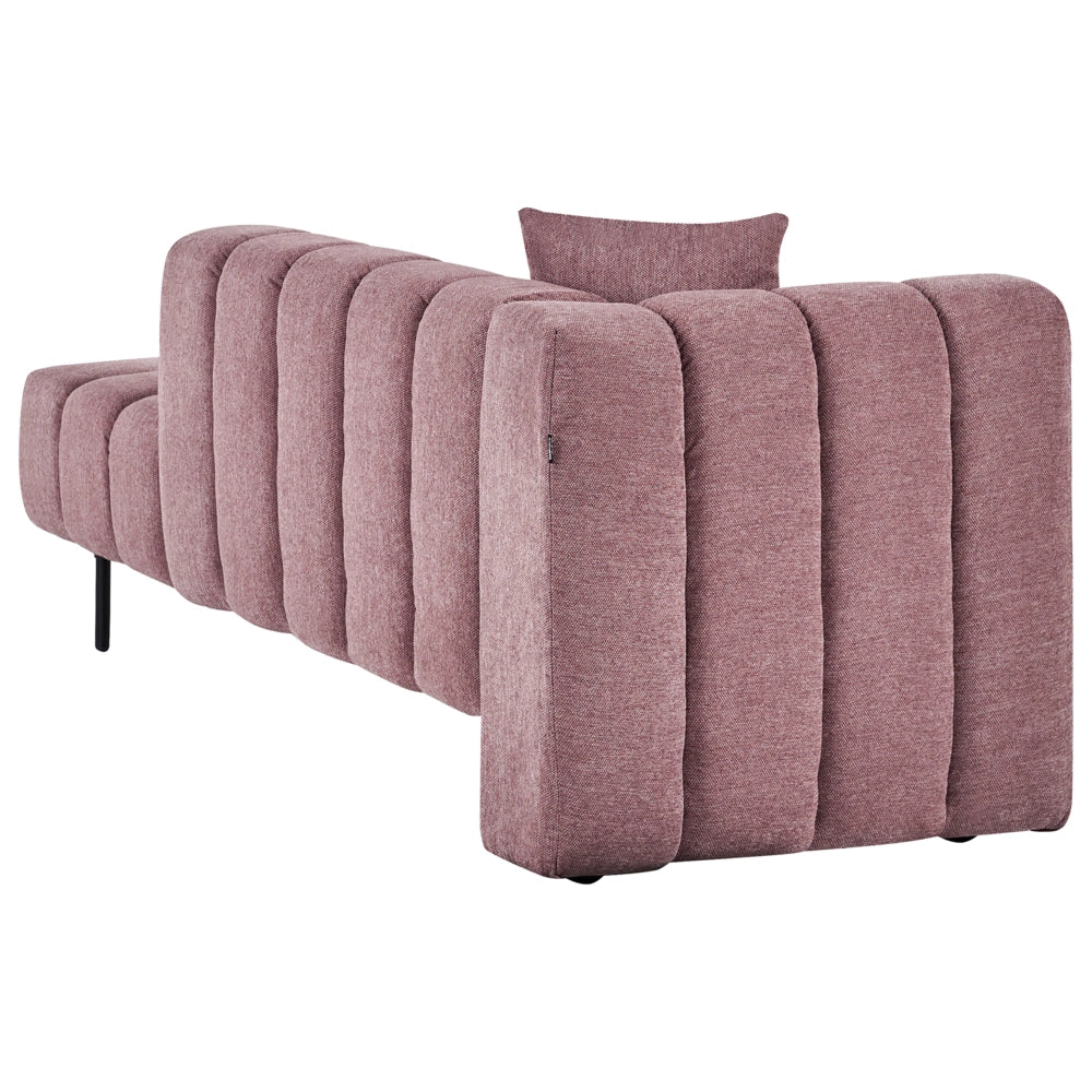 Chaise Lounge con Rivestimento in tessuto rosa Gambe nere Cuscino aggiuntivo lato sinistro Design moderno e glam