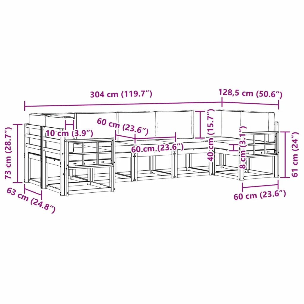 Set di divani da esterno 7 pz Bianco e Beige 3388167