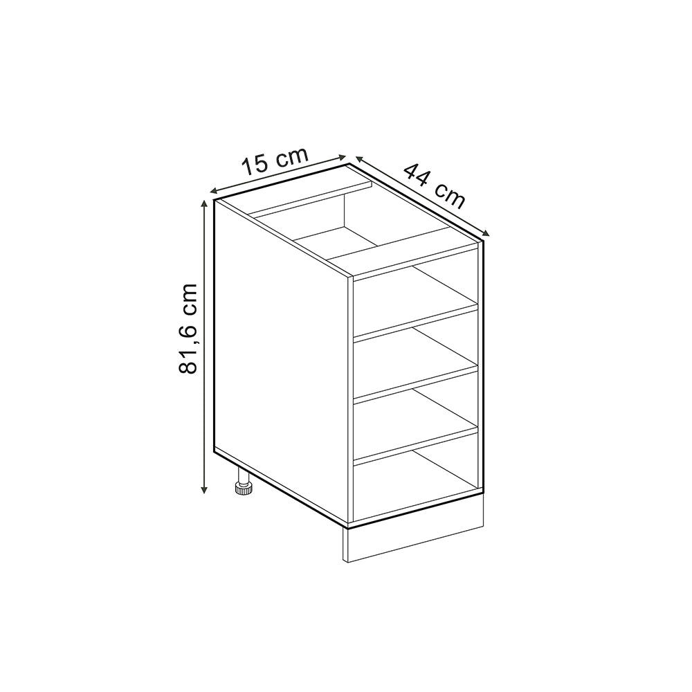 Vicco Scaffale da cucina Bianco 15 cm senza piano di lavoro