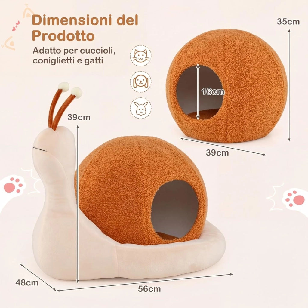 Cuccia per Gatti da Interno, Cuccia a Forma di Chiocciola per Gattini con Cuscino Rimovibile e Lavabile, Peluche Morbido e Fondo Antiscivolo, Letto Chiuso per Cani Piccoli e Gatti