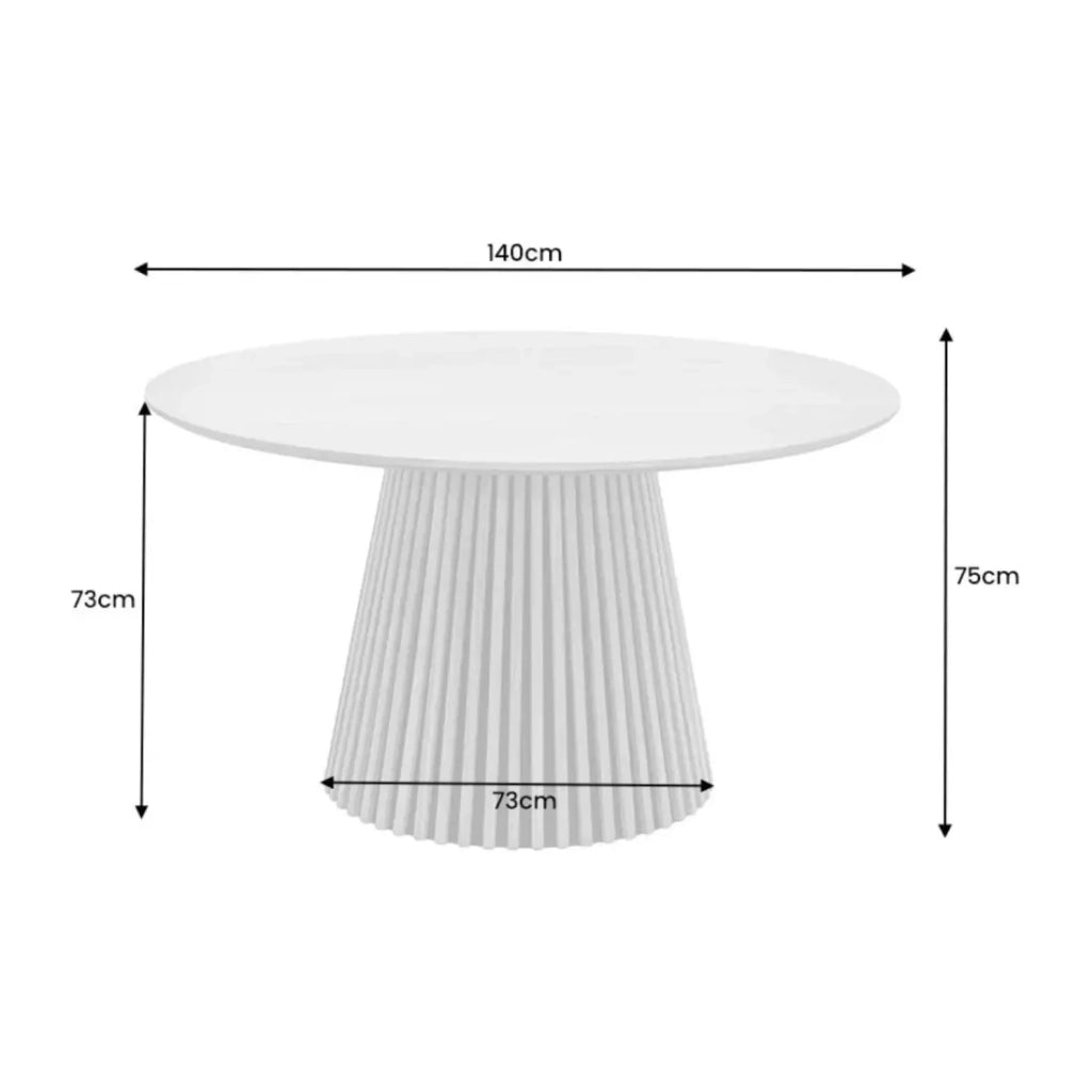 Table KANOVA 140 cm – Piano tondo in rovere chiaro e piede centrale design – Stile contemporaneo
