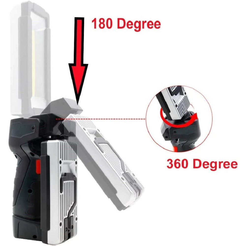 Trade Shop - Luce Lavoro Led Ricaricabile Usb Torcia Attacco Magnetico 5 Modalità Antiscivolo -
