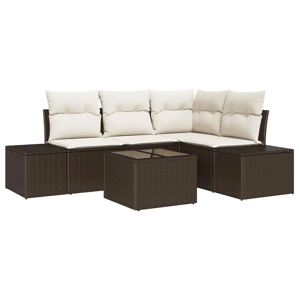 Set Divano da Giardino 5 pcs Marrone polyrattan 3347048