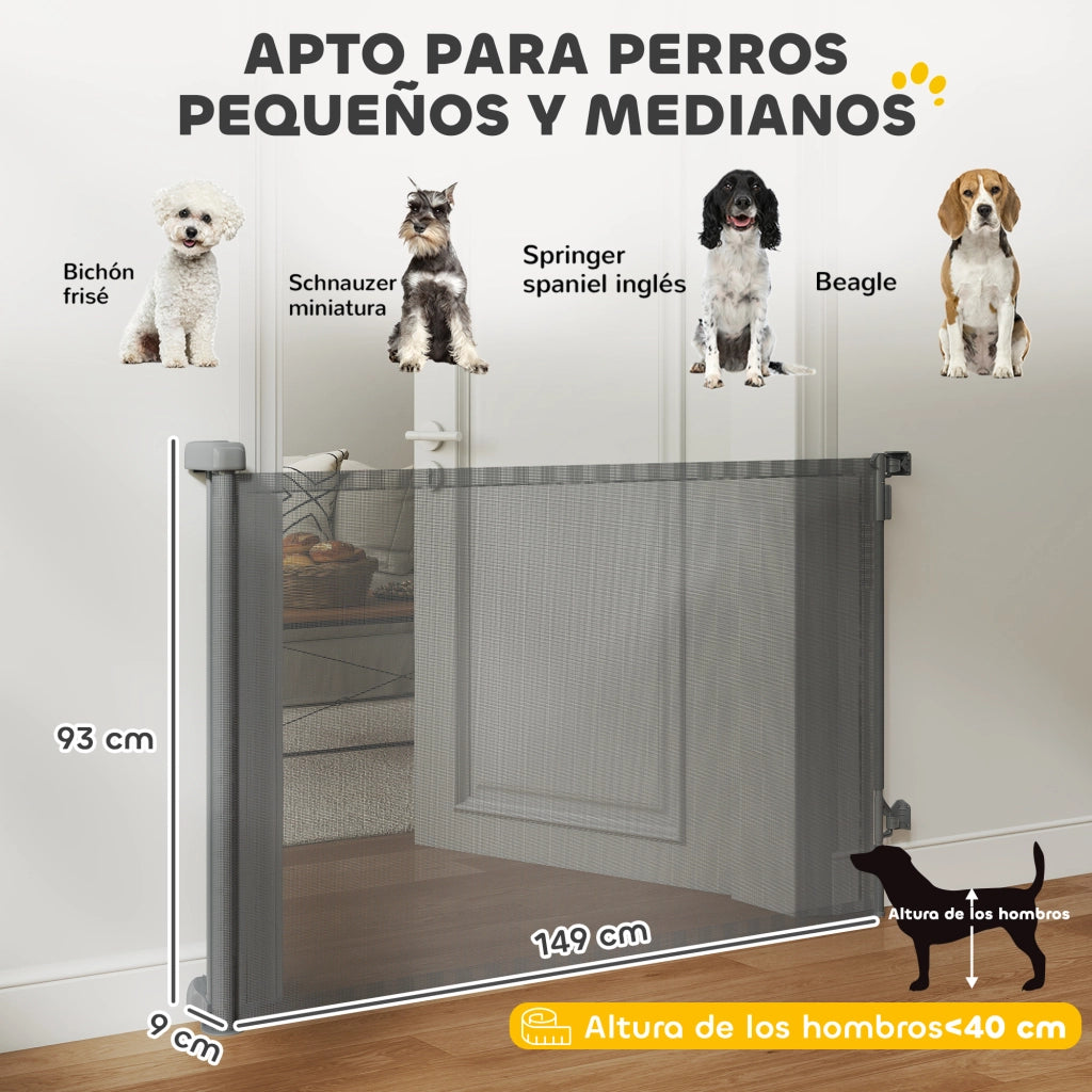 Barriera per Cani Retrattile Estensibile ¨C zephmum ¨C Grigio 140 cm
