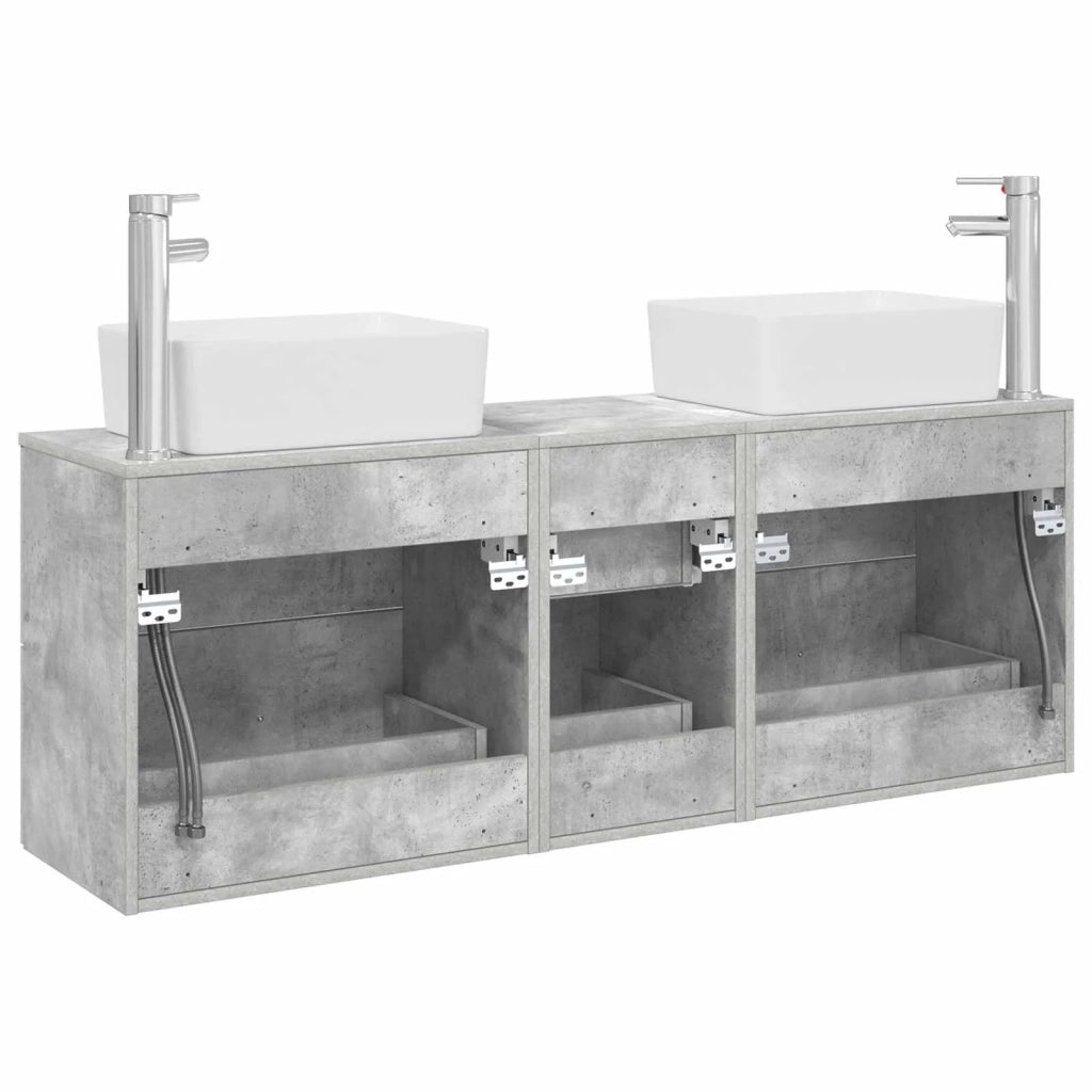 Set di Armadi da Bagno 3 pz Grigio Cemento 53 x 34,5 x 63 cm 3405862