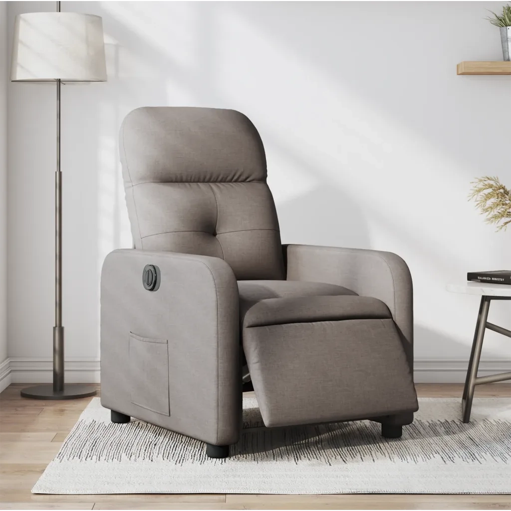 Poltrona | Sedia Relax Elettrica Reclinabile Tortora in Tessuto