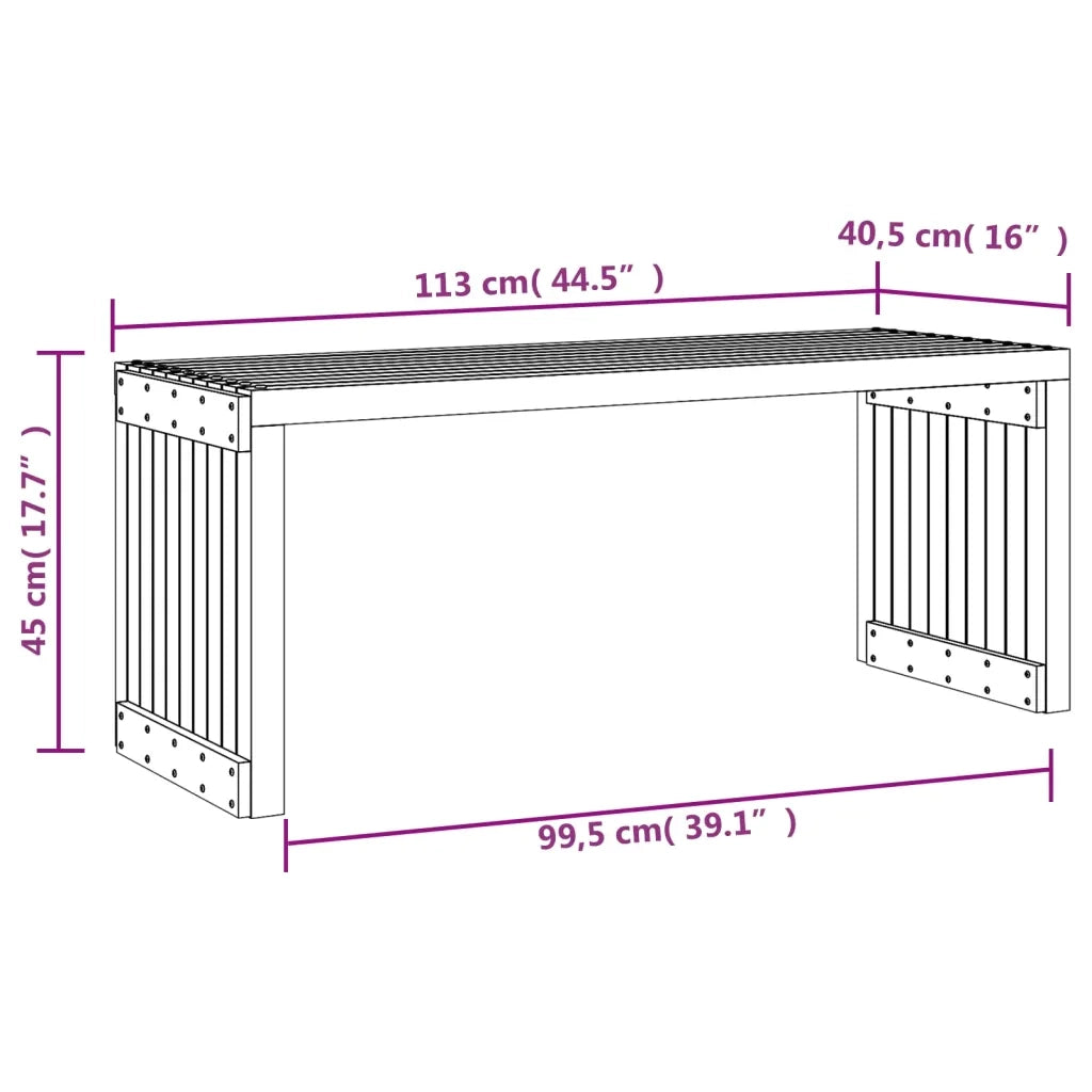 Panca Giardino Estensibile Nera 212,5x40,5x45cm Massello Pino 832527