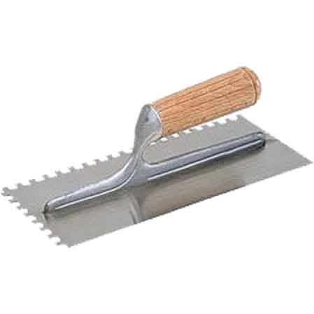 FRATTONE DENTATO C/MANICO LEGNO 28x12 cm - dentatura 12x12 mm - MADE IN ITALY