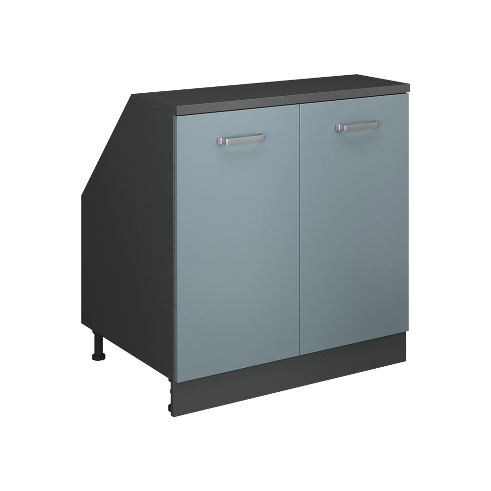 Mobile cucina sottotetto R-Line Grigio-blu/Antracite 80 cm con 2 porte, carcassa 60 cm profondità Vicco