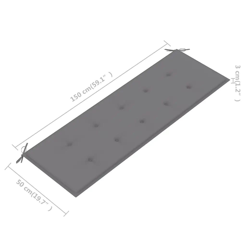 Panchina da Giardino 3 Posti e Cuscino 150cm Massello Eucalipto cod mxl 69419