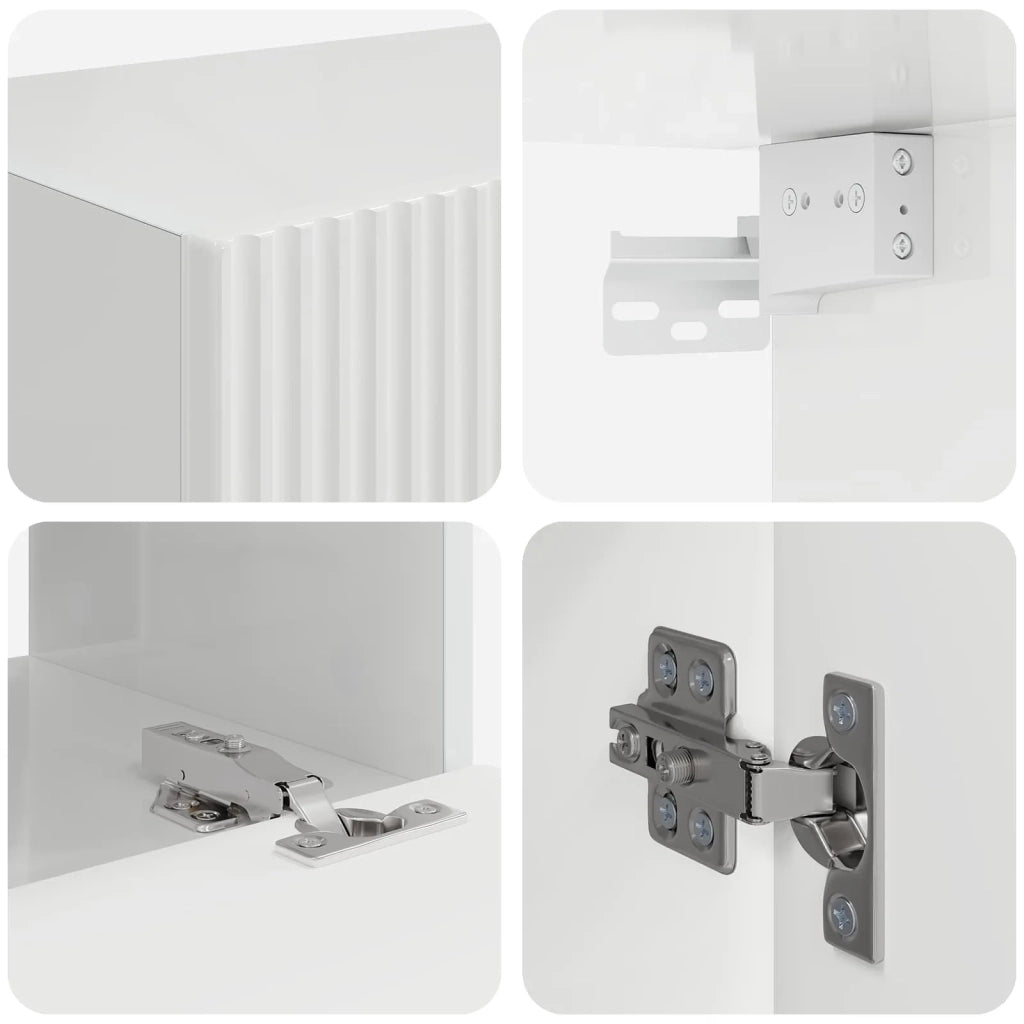 Set di Mobiletto da TV a Parete 4 pz-Credenza per TV sospesa Bianco Lucido 941860