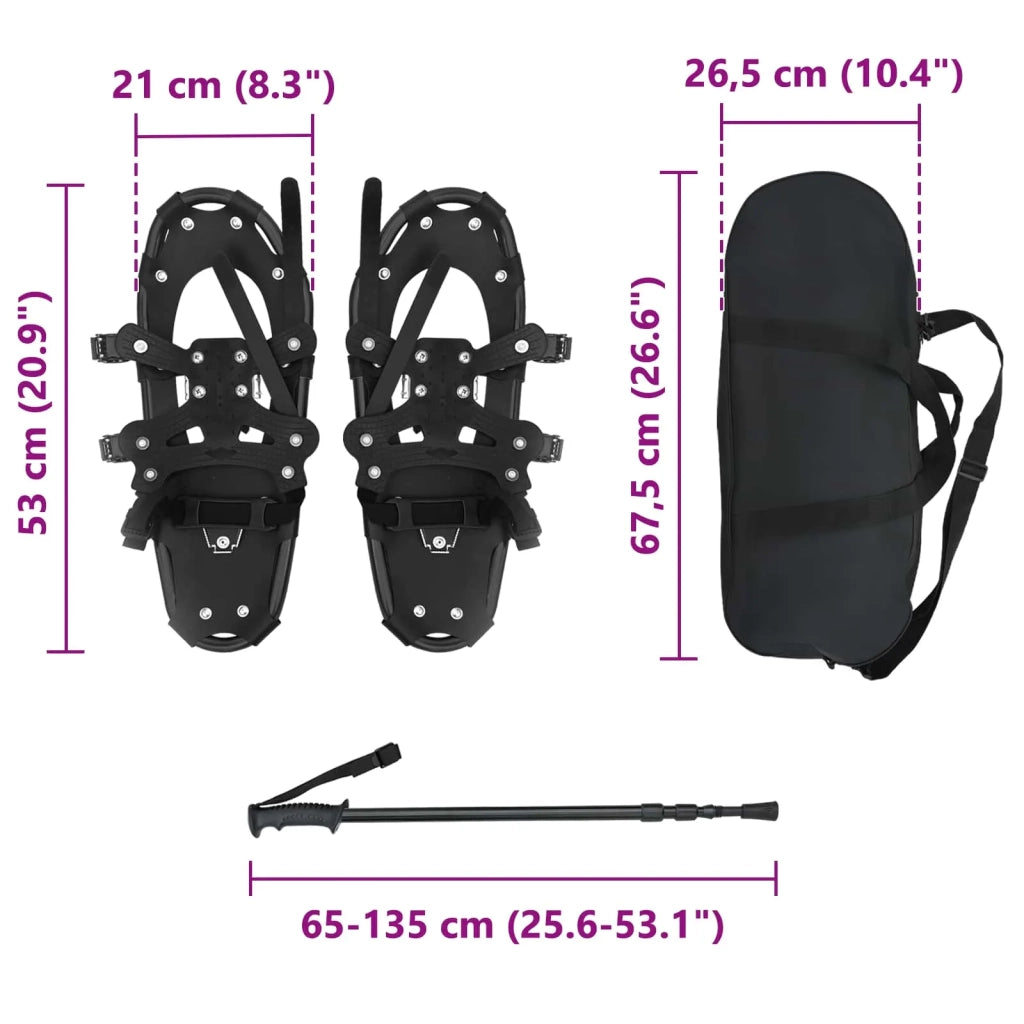 Racchette da neve 3 in 1 con bastoni da trekking Nero CFW6170891