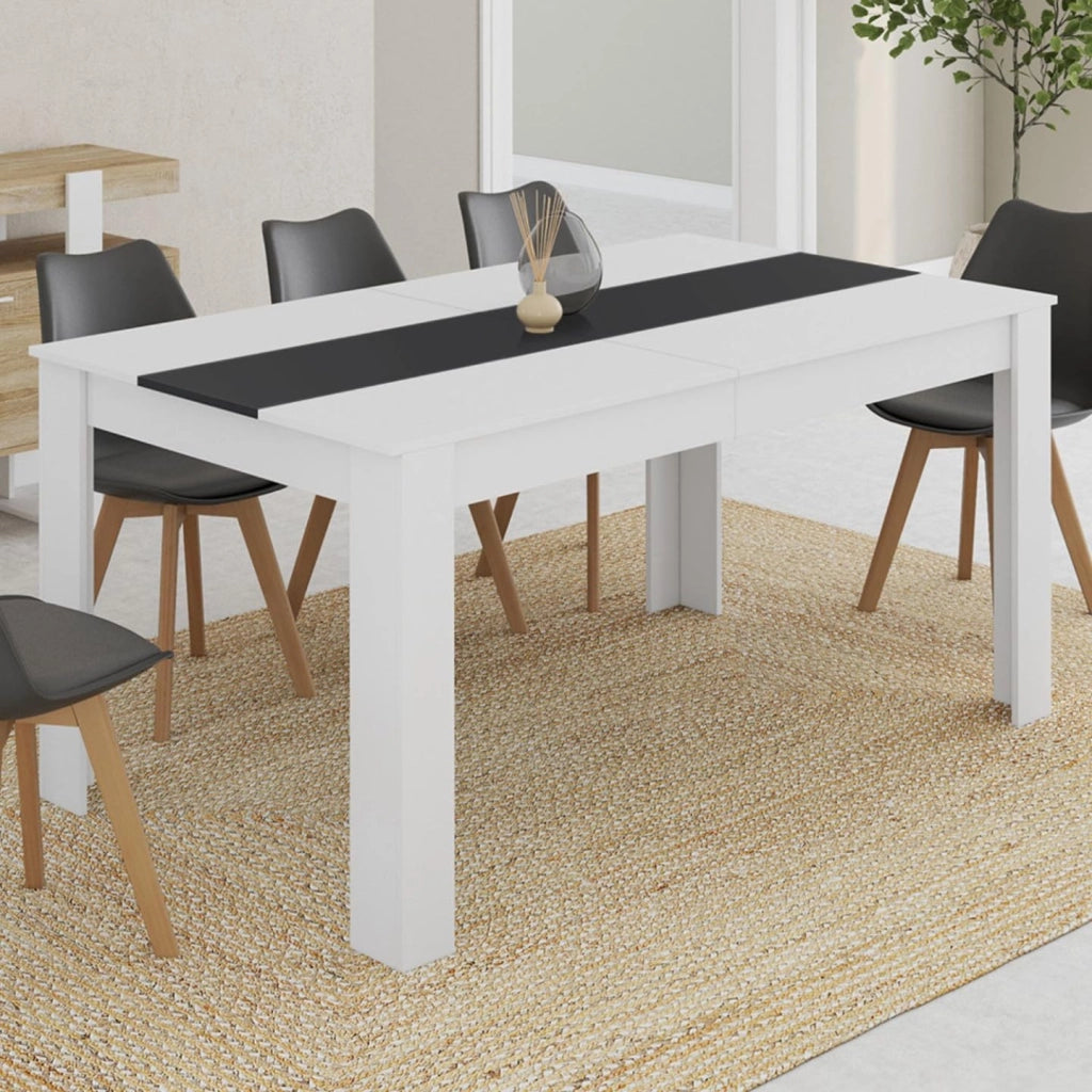 GEORGIA Tavolo da pranzo rettangolare bianco e grigio per 8 persone 160 x 80 cm