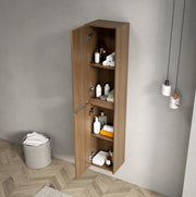 Mobile bagno a 2 ante con ripiani regolabili in compensato; rovere