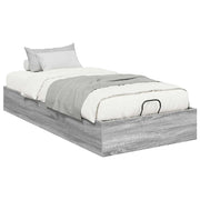 Letto singolo | Letto per adulti | Letto ottomano con archiviazione Sonoma grigia 193 x 90 x 25 cm