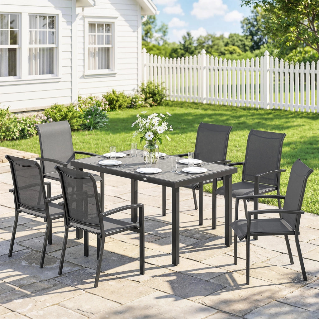 Set da giardino con tavolo allungabile e sedie impilabili ¨C zephmum ¨C grigio