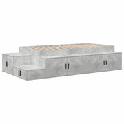 Letto singolo | Letto per adulti | Struttura letto con contenitore Grigio cemento 75 cm