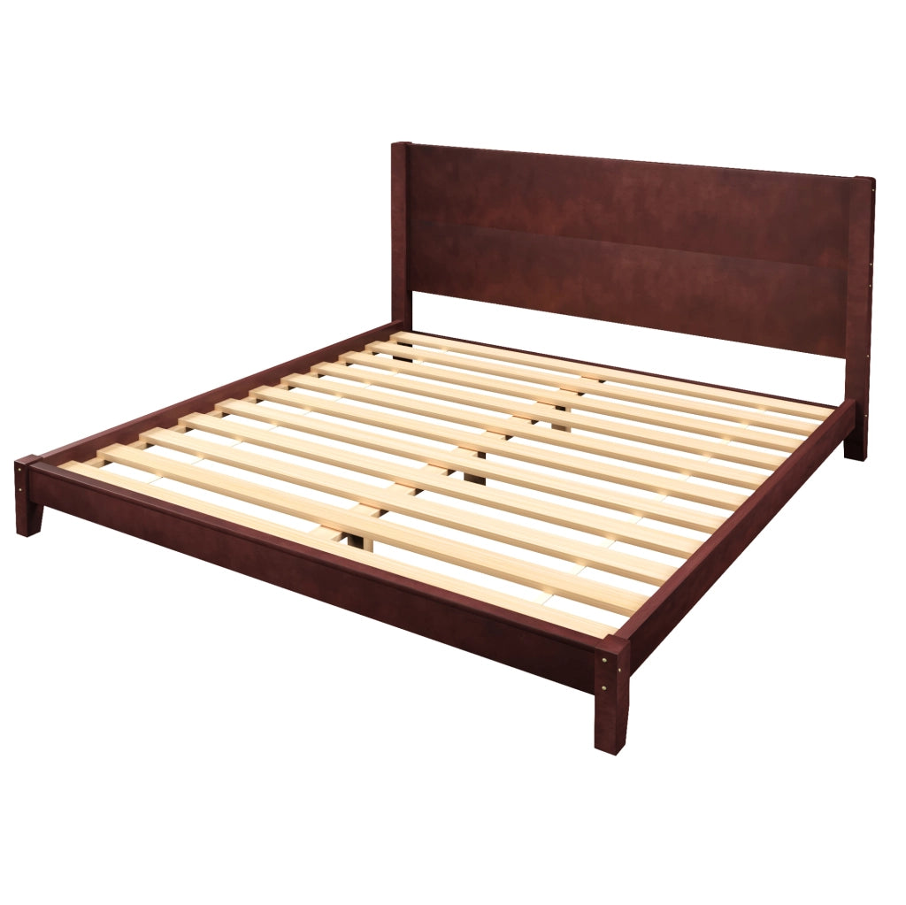 Letto matrimoniale 180x200 cm con testiera e rete a doghe marrone