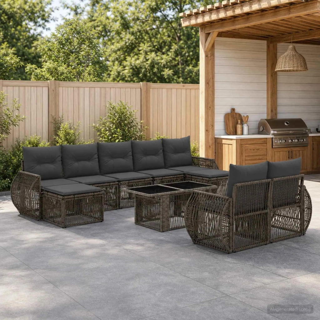 Set Divano da Giardino 10 pz Grigio e Grigio Scuro polyrattan 3437156