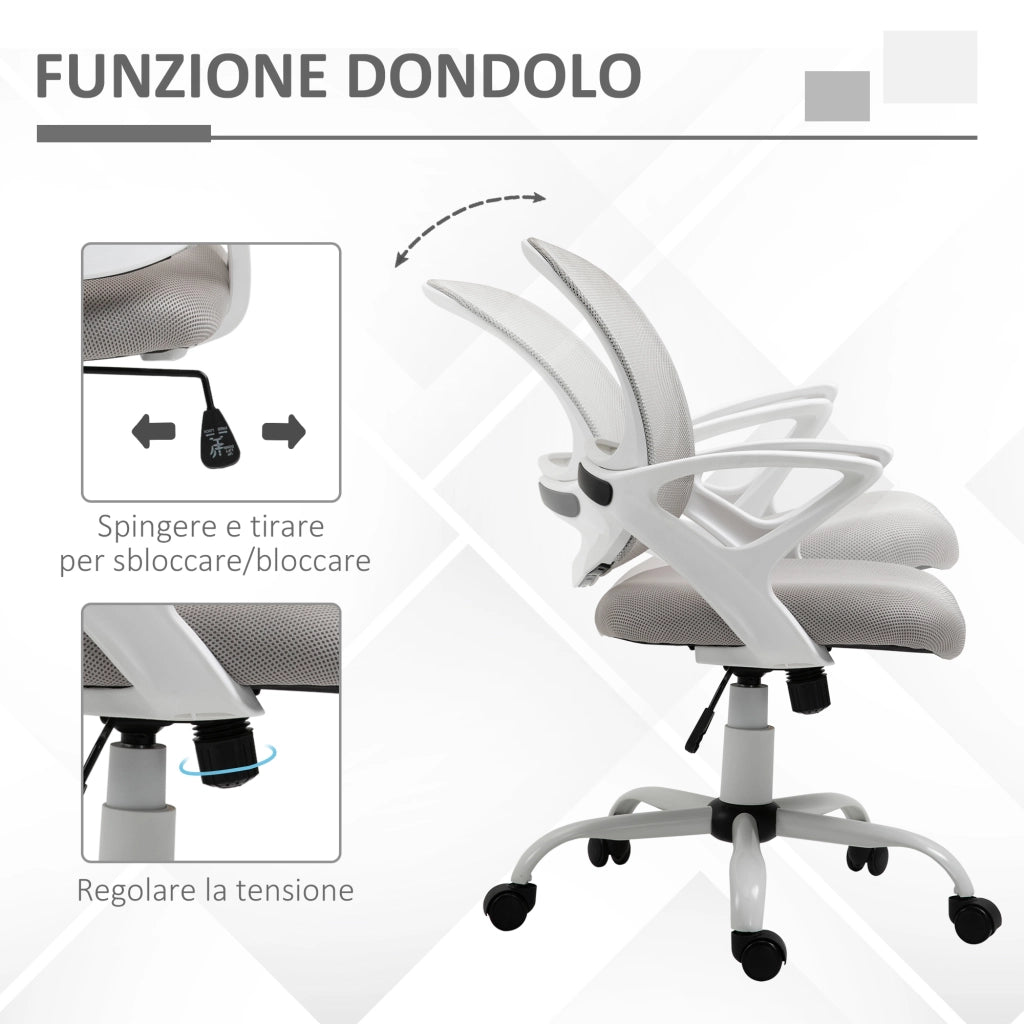 EasyComfort Sedia da Ufficio Basculante in Tessuto a Rete Grigio, Sedia da Scrivania Ergonomica e Girevole con Altezza Regolabile