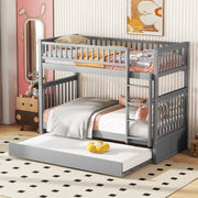 Letto a Castello Triplo per Bambini con Letto Estraibile ¨C Xylo ¨C Grigio 90x200