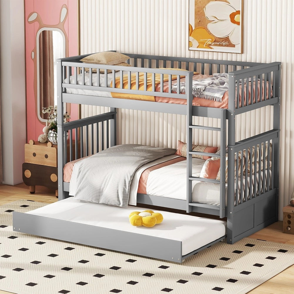 Letto a Castello Triplo per Bambini con Letto Estraibile ¨C Xylo ¨C Grigio 90x200