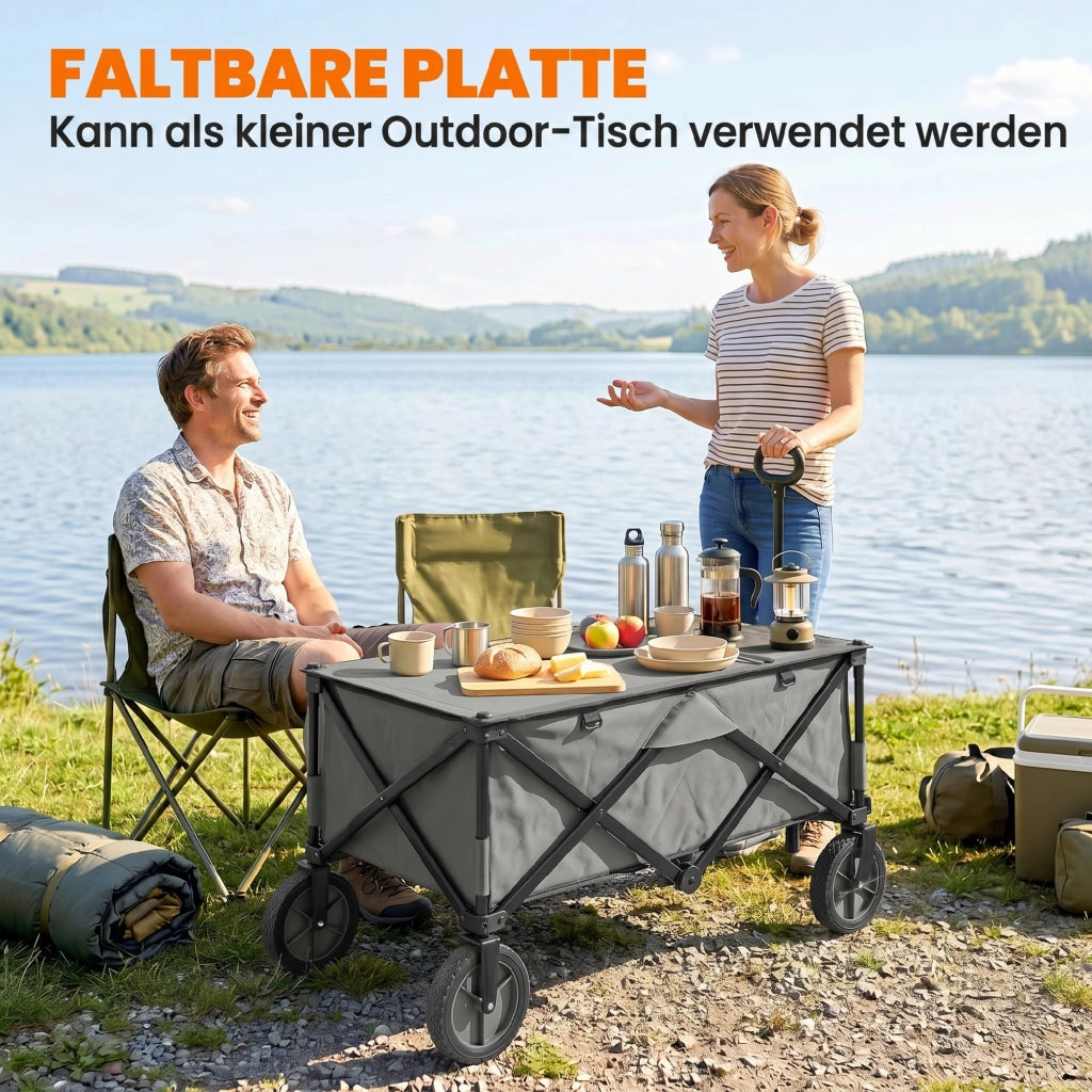 Carrello da giardino pieghevole ¨C zephmum ¨C 100x55x93 cm, acciaio, grigio scuro