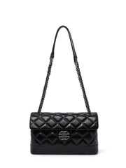 Borsa piccola quadrata in vera pelle nera