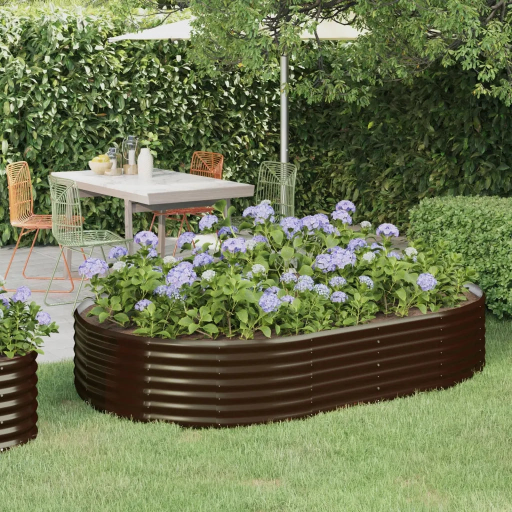 Letto Giardino Acciaio Zincato 214x140x36 cm Marrone 319025