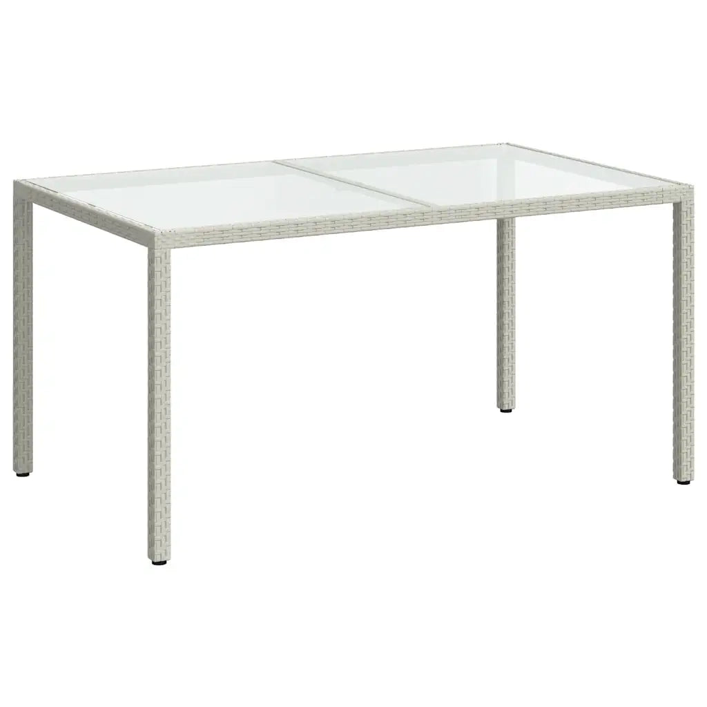 Tavolo Giardino 150x90x75cm Vetro Temperato Polyrattan Bianco
