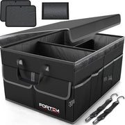 Organizzatore di Cassetta Portabagagli con Fondello Antiscivolo, Cinture di Fissaggio, Diversi Compartimenti e Borsa Opaca Ripiegabile per Auto, Casa, Viaggi