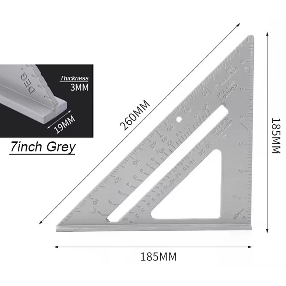 Trade Shop - Righello Squadretta 7 Pollici Triangolo 180 Mm In Plastica Squadra Per Falegname -