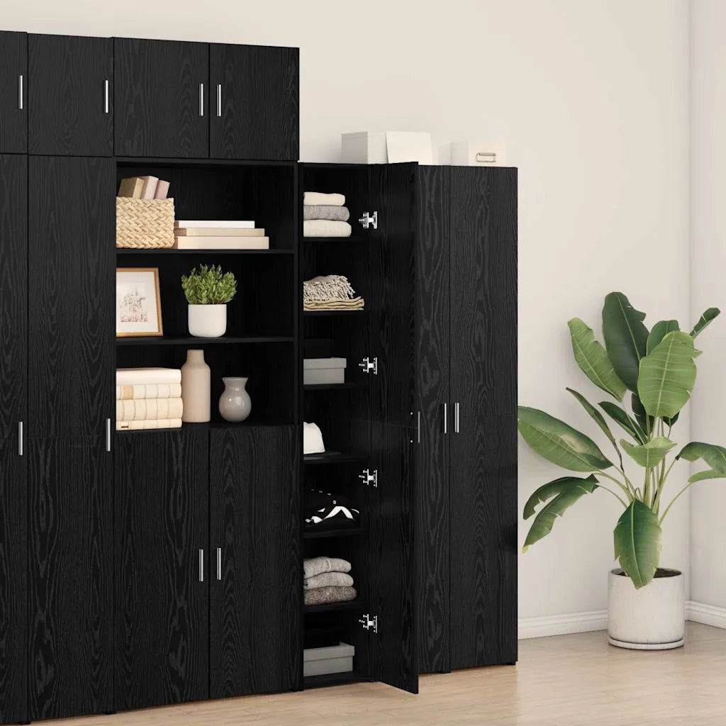 Credenza 2 pz | Madia | Buffet da pranzo | Armadio da pranzo Rovere Nero 30 x 42,5 x 185 cm