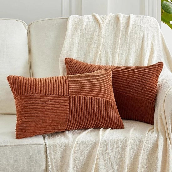 Set di cuscini decorativi a corduroy in velluto - 2 pezzi - 30 x 50 cm - progetto elegante